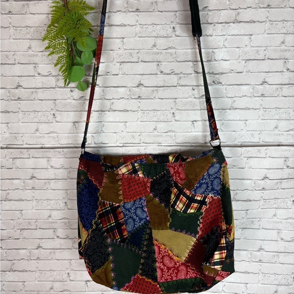 Boho Patchwork Print Messenger Crossbody Bag - Picture 3 of 6